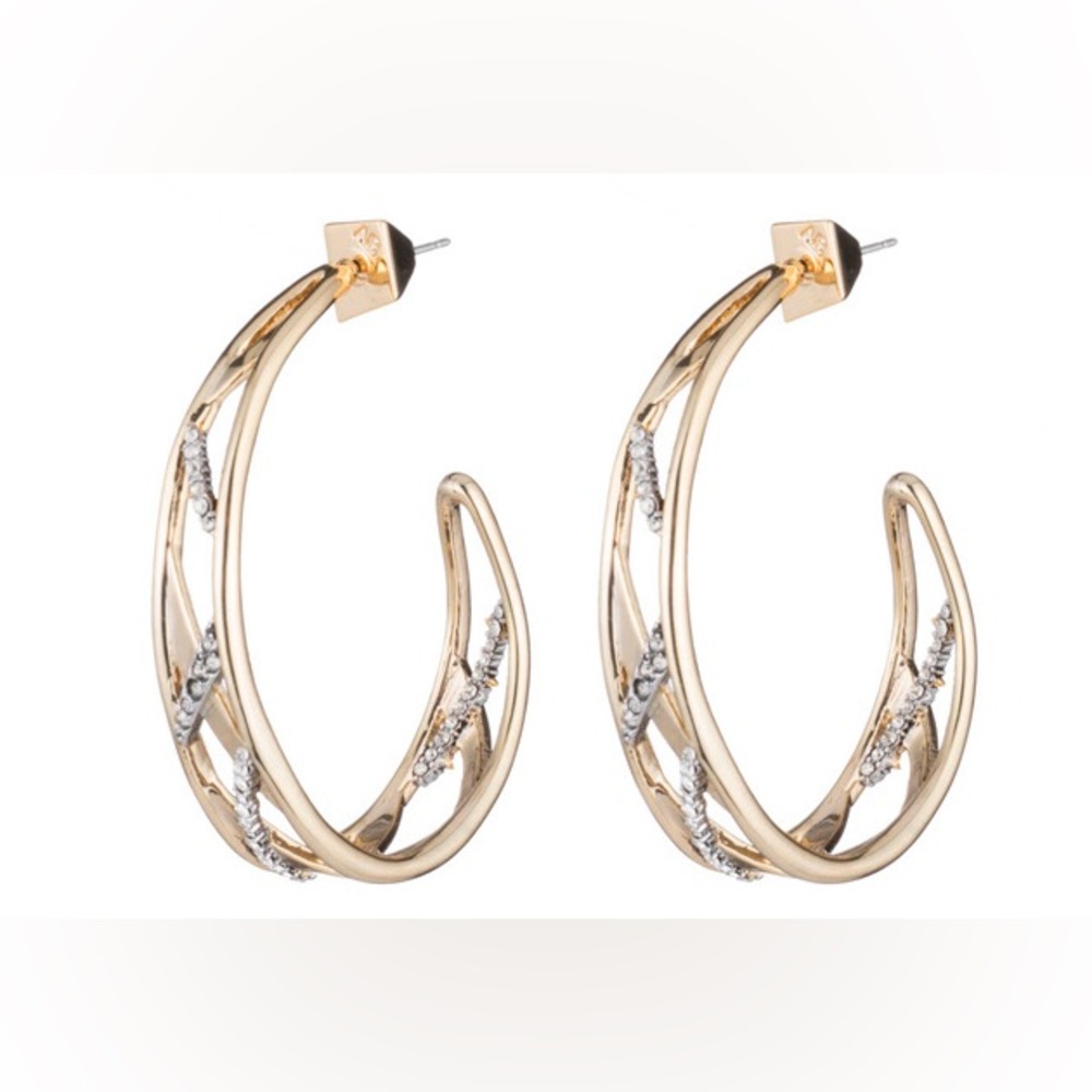 Alexis Bittar 2018 Pre-Spring Plaid Gold & Diamond hoop earrings - 2”